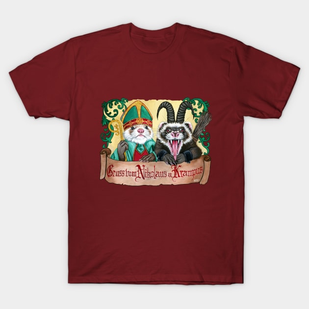 Greetings from St Nick and Krampus T-Shirt by SierraTiegsArt